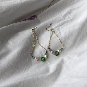 Green Evil Eye Beaded earrings